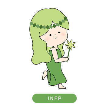 MBTI性格タイプのキャラクター かわいい手描きイラスト infp 仲介者