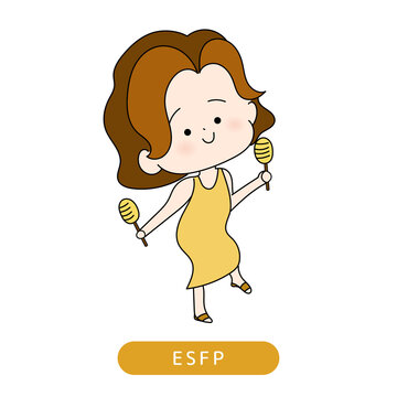 MBTI性格タイプのキャラクター かわいい手描きイラスト esfp エンターテイナー