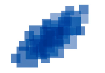 Abstract blue squares isolated on transparent background, creating a geometric pattern