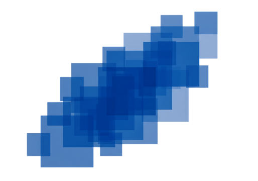 Abstract blue squares isolated on transparent background, creating a geometric pattern - Powered by Adobe