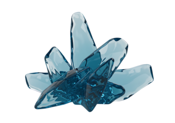 A cluster of blue crystal shards isolated on transparent background, a mineral formation