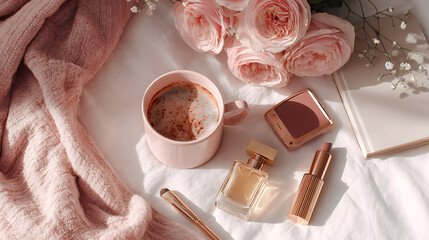 Trendy aesthetic flat lays for social media, blogs, and online shops