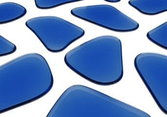 A pattern of blue water droplets isolated on transparent background, a fluid surface