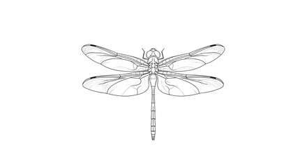 Naklejka premium Vector art of detailed dragonfly in a detailed line drawing style