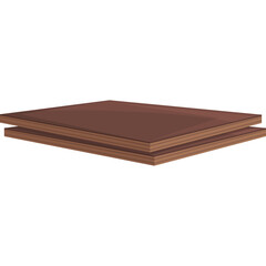 Simple stacked flat brown rectangular objects with clean edges and a transparent background