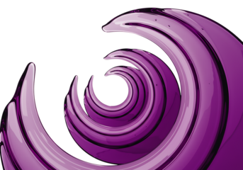 Abstract purple spiral isolated on transparent background with a swirling pattern