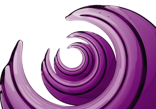 Abstract purple spiral isolated on transparent background with a swirling pattern