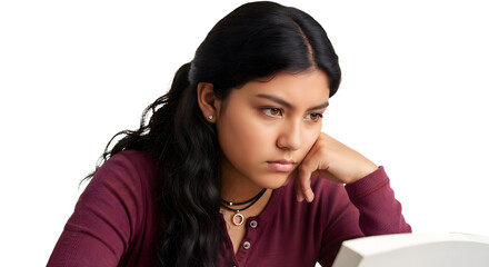 Stressed student studying thinking hard concentrating learning education homework