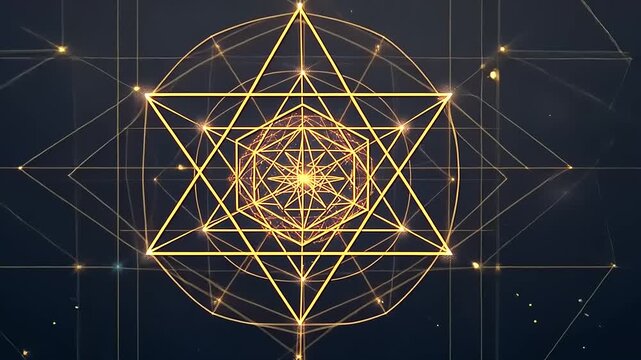 Elegant Geometric Animation of a Golden Star, an Intriguing Abstract Design