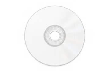 Blank compact disc for data storage. Digital media for recording computer information, music, or video, with transparent background