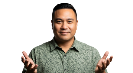 Confident man presenting idea handsome speaker portrait lifestyle headshot