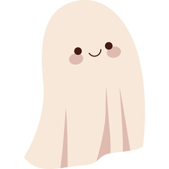 Cute Cream Colored Ghost Character With Rosy Cheeks And Happy Smile Transparent Background For Halloween