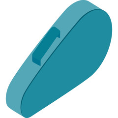 Teal Isometric Blob Shape with Teal Rectangular Accent on Transparent Background