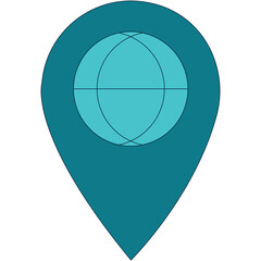 Teal Map Pin Icon With Abstract Circle Inside Against White Background With Transparent Background