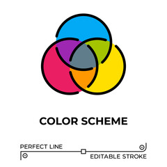 Vector line icon related to color scheme. Perfect Line. Editable Stroke.