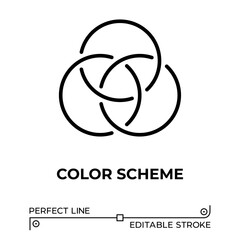 Vector line icon related to color scheme. Perfect Line. Editable Stroke.