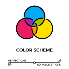 Vector line icon related to color scheme. Perfect Line. Editable Stroke.