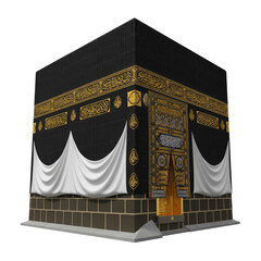Majestic Kaaba with Golden Calligraphy and Drapes in Sacred Mosque of Mecca, Saudi Arabia