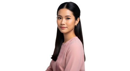 Attractive Asian woman portrait pretty young adult face cheerful expression