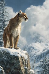 Obraz premium a Photography cougar, generation AI 