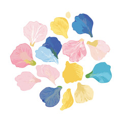 Abstract Colorful Sweetpea Plants Flower Petals Vector Illustration Scattered Pattern Graphic for Artistic Texture and Wallpaper