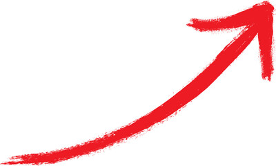 Red arrow pointing upwards progress success