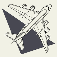 Airplane flying in the sky, line art style
