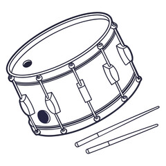 Illustration of a snare drum with drumsticks