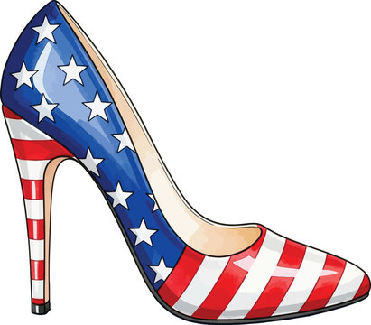 Elegant USA Themed Women's Shoe Digital Graphic