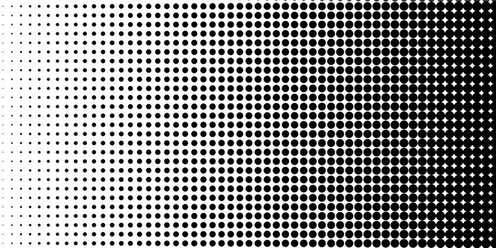 Dotted halftone gradient texture. Fading polka dot background. Repeated dots gradation pattern background. Black vanishing comic pop art overlay backdrop. Halftone raster effect wallpaper. Vector