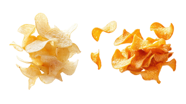 Two abstract organic shapes in yellow and orange isolated on transparent background