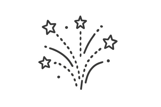 Star fireworks exploding icon for celebration and festive events, showing party concept on transparent background