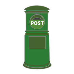 緑の郵便ポストのイラスト