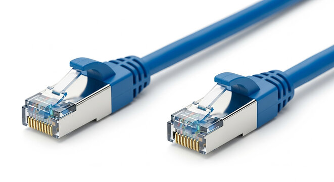 Blue ethernet network cable with rj45 connectors