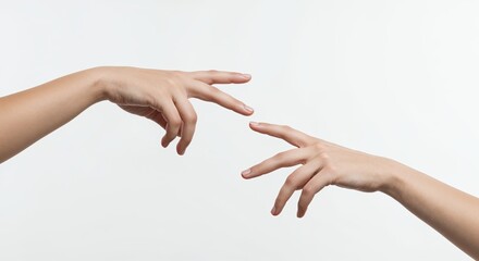 Connection of Hands: Two hands extended toward each other against a clear backdrop, capturing a sense of connection, reaching out, and potential.