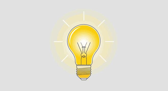 A symbol of innovation: Vector illustration of a glowing light bulb concept