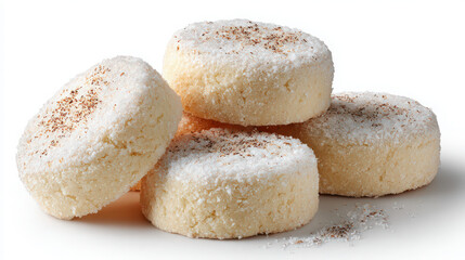 spanish polvorones shortbread cookies on isolated background