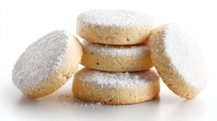 spanish polvorones shortbread cookies on isolated background