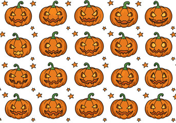 Halloween Pumpkins and Stars Pattern Festive Celebration