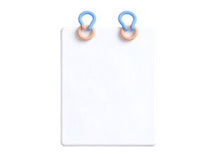 Blank White 3D Calendar or Notepad Mockup with Pastel Hanging Rings