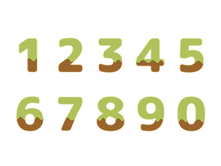 Cute Matcha Green Tea Cookie Number Set with Chocolate Icing