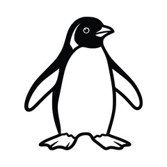Stylized Penguin Illustration with Bold Outlines and Simple Design.