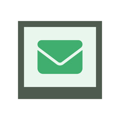 Green Email Icon in Polaroid Style Flat Design