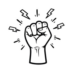 Fototapeta premium Empowered Fist with Lightning Bolts Symbol of Strength and Determination.