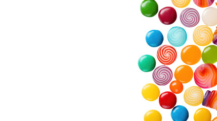 Assortment of colorful candies isolated on transparent background
