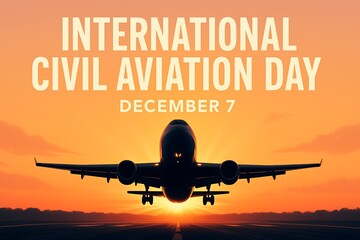 International Civil Aviation Day December 7 Airplane Silhouette During Sunset Takeoff Photography