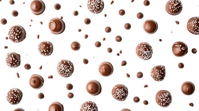 Assortment of chocolate easter eggs scattered on a black background isolated on transparent background - Powered by Adobe