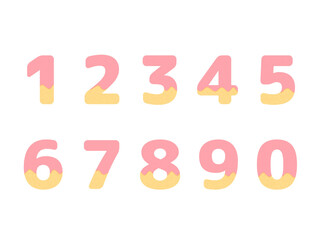 Strawberry Frosted Cookie Numbers, Cute Biscuit Font Set 0-9