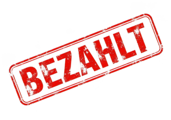 Red bezahlt stamp isolated on transparent background
