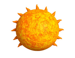 Vibrant Orange and Yellow Cartoon Sun with Spiky Rays on Black Background